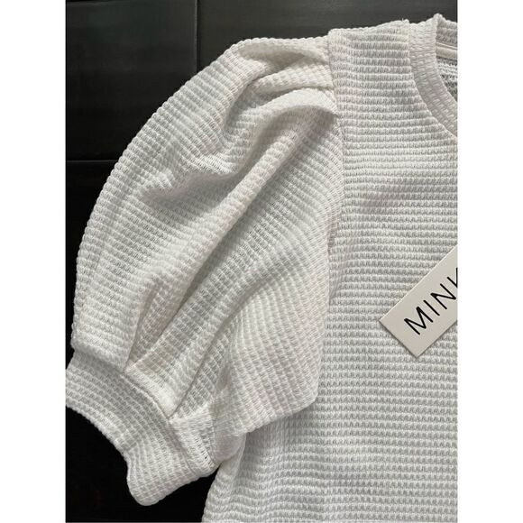 NWT Minkpink Jaleh Puff Sleeve Waffle Top - Picture 2 of 5